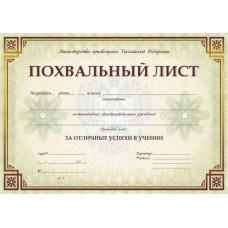 Похвальный лист, с пометкой «Министерство просвещения Российской Федерации»